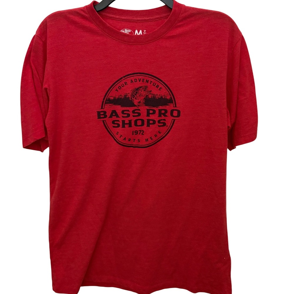 Vintage Bass Pro‎ Shops Red T Shirt Mens Size M Your Adventure Starts Here